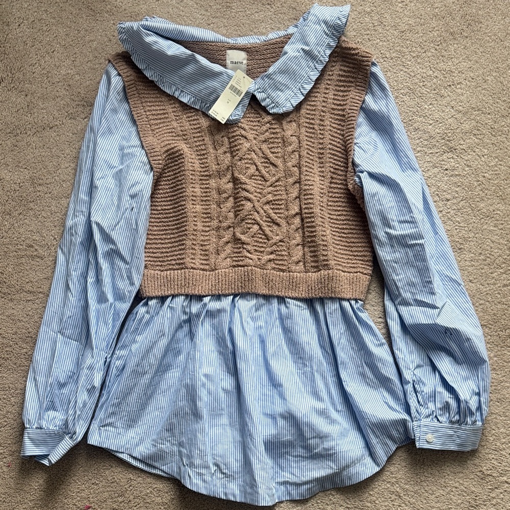 Maeve from Anthropologie shirt/vest combo